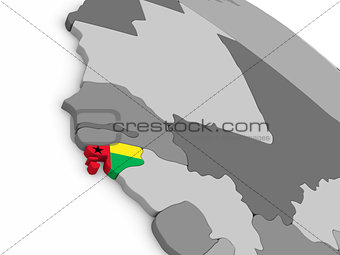 Guinea-Bissau on globe with flag