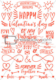 Valentine's day overlays, vector set