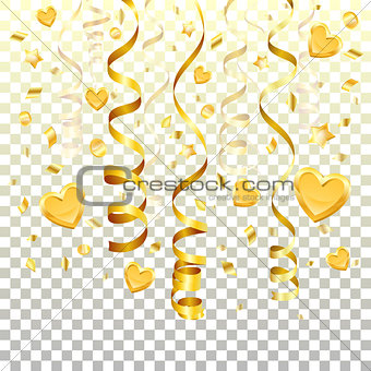 Gold Streamer on transparent background