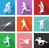 sport silhouettes on flat icons for web or mobile applications