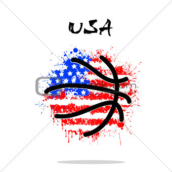 Flag of USA as an abstract basketball ball