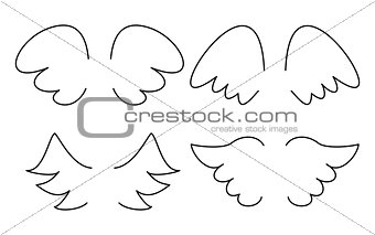 Vector wing icon set isolated on white background