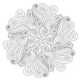 Fantasy Graphic Mandala with waves and curles. Zentangle inspired style.