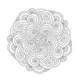 Graphic Mandala with waves and curles. Element of sea. Zentangle inspired style.