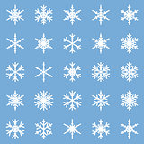 Set of different winter snowflakes