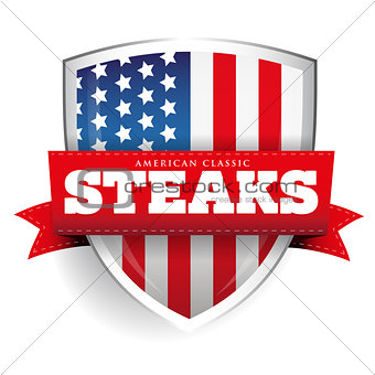 Steaks vintage shield with USA flag