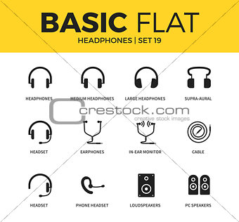 Basic set of Headphones icons