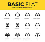 Basic set of headphones icons