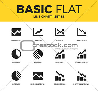 Basic set of Line chart icons