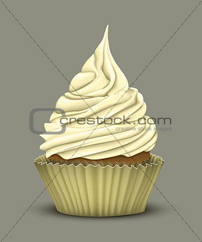 Delicious cupcake which stacked cream