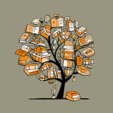 Books tree, sketch for your design