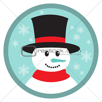 Cute snowman head icon button