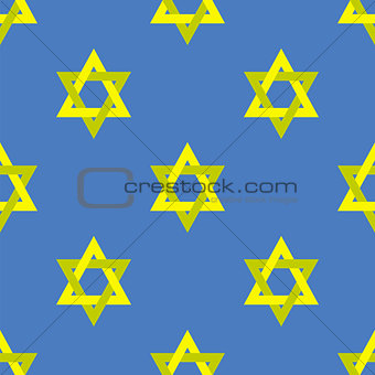 Yellow Star of David Seamless Pattern