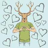 Deer Valentine day vector concept