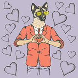 Cat Valentine day vector concept