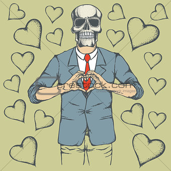 Skull Valentine day vector concept