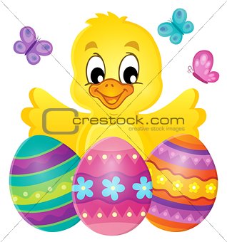 Chicken with Easter eggs theme image 1