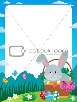 Frame with Easter bunny in basket