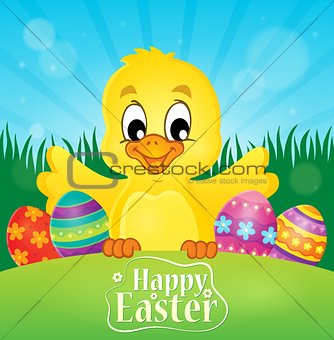 Happy Easter theme with chicken