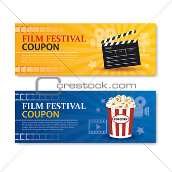 Film festival banner and coupon.Cinema movie card element design