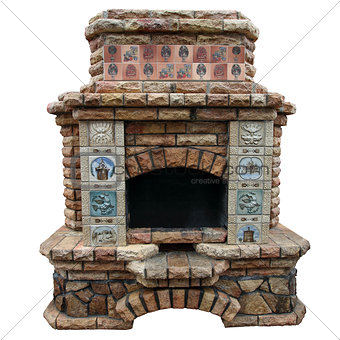 The big decorative fireplace.