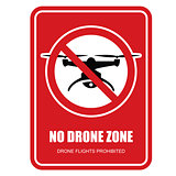 No drone zone restrictive sign - quadcopter flights prohibited