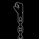 Clinched fist on chain - liberation and freedom concept