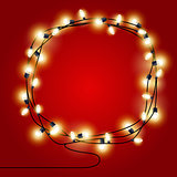 Frame of shining Christmas Lights garlands - new year poster