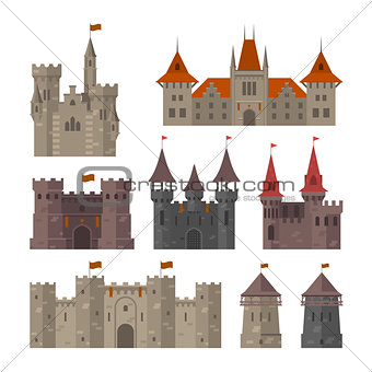 Medieval castles, fortresses and strongholds with fortified wall