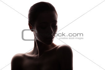 silhouette of beautiful young woman