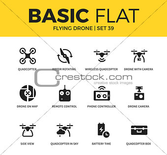 Basic set of Flying drone icons