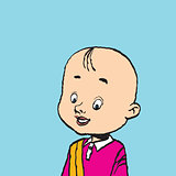 Portrait of a bald boy isolate illustration