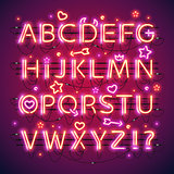 Glowing Double Neon Red Alphabet