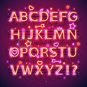 Glowing Double Neon Red Alphabet