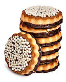 Stack chocolate cookies and one in front