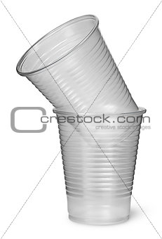 Two plastic cups each other
