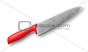 Big kitchen knife with red handle