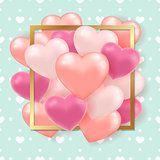 Pink hearts on a green background