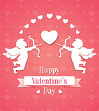 Card with two paper cupids