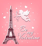 Cupid and Eiffel Tower