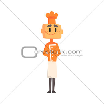 Professional Cook In Classic Double Breasted Orange Jacket And Toque Standing Smiling