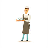 Man Professional Cooking Sushi Chef Working In Japanese Restaurant Wearing Classic Traditional Uniform Cartoon Character