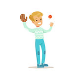 Boy Playing Baseball, Traditional Male Kid Role Expected Classic Behavior Illustration