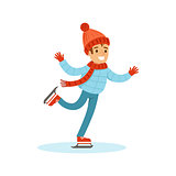Boy Ice Skating, Traditional Male Kid Role Expected Classic Behavior Illustration