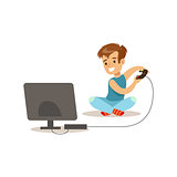 Boy Playing Console Video Games, Traditional Male Kid Role Expected Classic Behavior Illustration