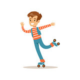 Boy Roller Skating, Traditional Male Kid Role Expected Classic Behavior Illustration