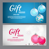 Christmas and New Year Gift Voucher, Discount Coupon Template Vector Illustration