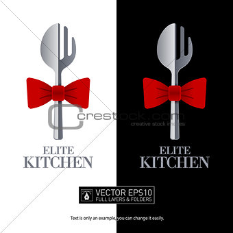 Restaurant logo fork and spoon shaped. Isolated vector icon.