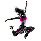 woman zumba fitness exercises dancer dancing isolated silhouette