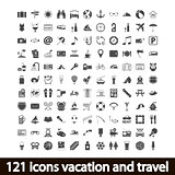 121 icons vacation and travel